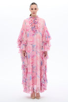 Kollari Firfir Detayli Kaftan ElbiSe Pembe