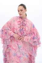 Kollari Firfir Detayli Kaftan ElbiSe Pembe