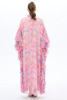 Kollari Firfir Detayli Kaftan ElbiSe Pembe