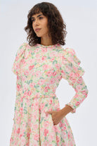 Miha-Kolları Kabarık Çi̇çek Desenli̇ Elbi̇se-Elbise-12-Milagron.com