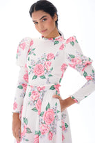 Miha-Kolları Kabarık Çi̇çek Desenli̇ Elbi̇se-Elbise-4-Milagron.com