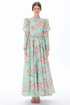 Miha-Kolları Kabarık Çi̇çek Desenli̇ Elbi̇se-Elbise-5-Milagron.com