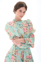 Miha-Kolları Kabarık Çi̇çek Desenli̇ Elbi̇se-Elbise-8-Milagron.com