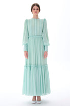 Miha-Nervür Detaylı Eteği̇ Büzgülü Elbi̇se-Elbise-1-Milagron.com