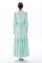 Miha-Nervür Detaylı Eteği̇ Büzgülü Elbi̇se-Elbise-3-Milagron.com