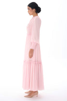 Miha-Nervür Detaylı Eteği̇ Büzgülü Elbi̇se-Elbise-6-Milagron.com