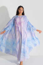 Pano ÇiÇek Desenli ŞiFon ElbiSe Lila