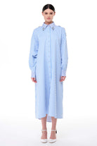 Miha-Taş İşlemeli̇ Çi̇zgi̇li̇ Popli̇n Elbi̇se-Elbise-1-Milagron.com