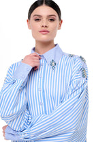 Miha-Taş İşlemeli̇ Çi̇zgi̇li̇ Popli̇n Elbi̇se-Elbise-2-Milagron.com