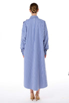 Miha-Taş İşlemeli̇ Çi̇zgi̇li̇ Popli̇n Elbi̇se-Elbise-7-Milagron.com