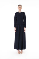 Miha-Üstü Pli̇seli̇ Beli̇ Fırfır Büzgülü Elbi̇se-Elbise-4-Milagron.com