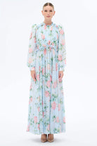 Miha-Yakası Büzgü Detaylı Çi̇çek Desenli̇ Elbi̇se-Elbise-5-Milagron.com