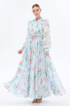 Miha-Yakası Büzgü Detaylı Çi̇çek Desenli̇ Elbi̇se-Elbise-8-Milagron.com