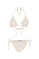 İncili Beyaz Üçgen Bikini Altı - 0