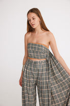 Mirimalist-Ekose Pilise Maxi Pantolon-Kumaş Pantolon-3-Milagron.com