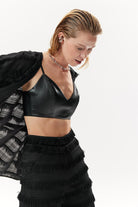 Mirimalist-Leather Bra Bustier-Top-3-Milagron.com