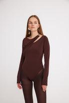 Mirimalist-Sepia Bodysuit Acı Kahve-Top-1-Milagron.com