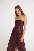 Mirimalist-Seville Bordo Deri Elbise-Elbise-2-Milagron.com