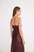 Mirimalist-Seville Bordo Deri Elbise-Elbise-5-Milagron.com