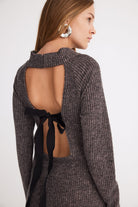 Mirimalist-Sunset Sırt Açık Örme Elbise-Elbise-2-Milagron.com