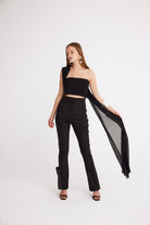 Mirimalist-Tux Flare Pantolon-Kumaş Pantolon-5-Milagron.com