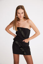 Mirimalist-Tux Flare Straplez Mini Elbise-Elbise-3-Milagron.com