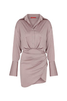 Asymmetrical Satin Shirt Dress