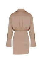 Misole-Asymmetrical Satin Shirt Dress-Dresses-4-Milagron.com