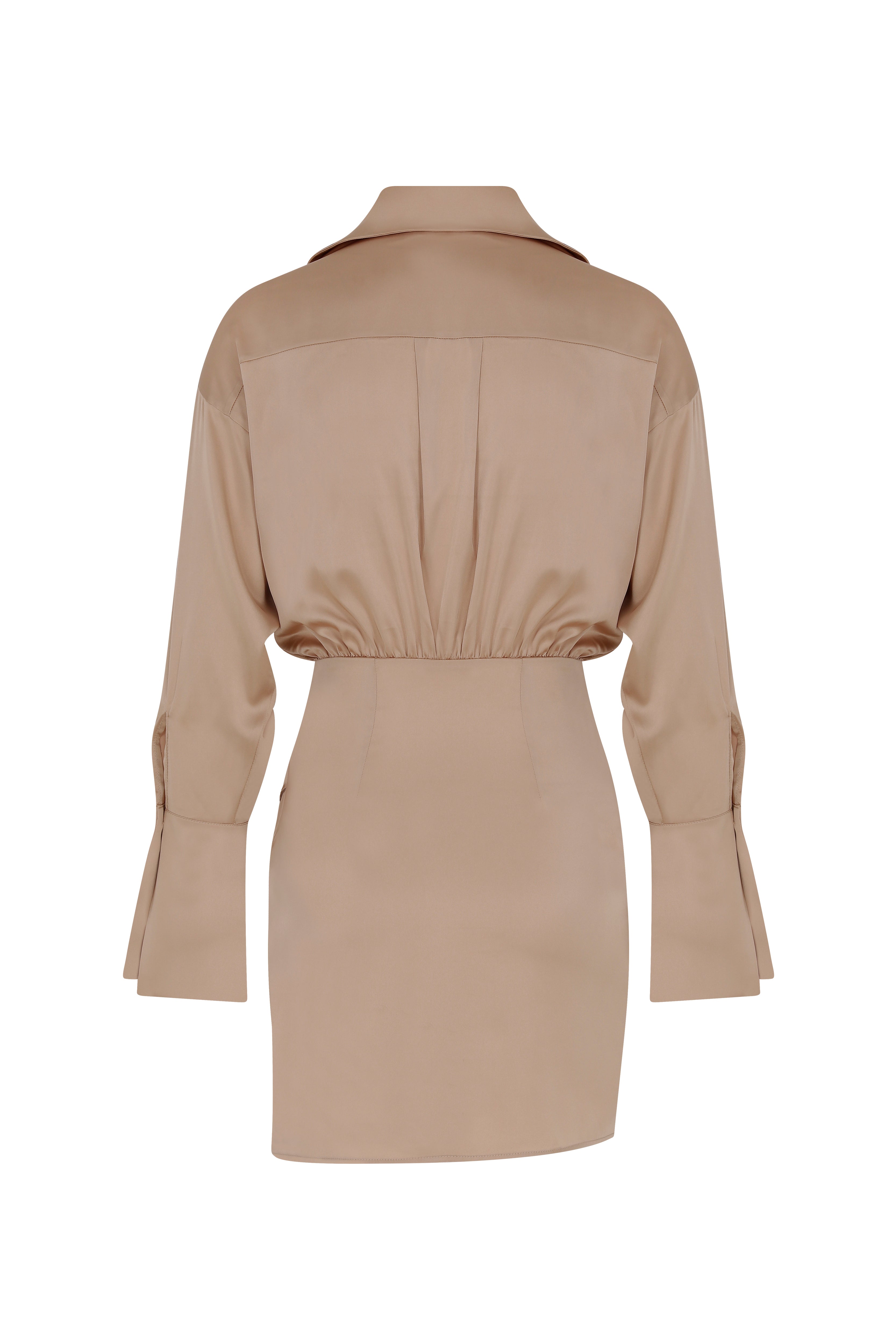 Misole-Asymmetrical Satin Shirt Dress-Dresses-4-Milagron.com