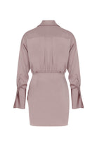 Misole-Asymmetrical Satin Shirt Dress-Dresses-4-Milagron.com