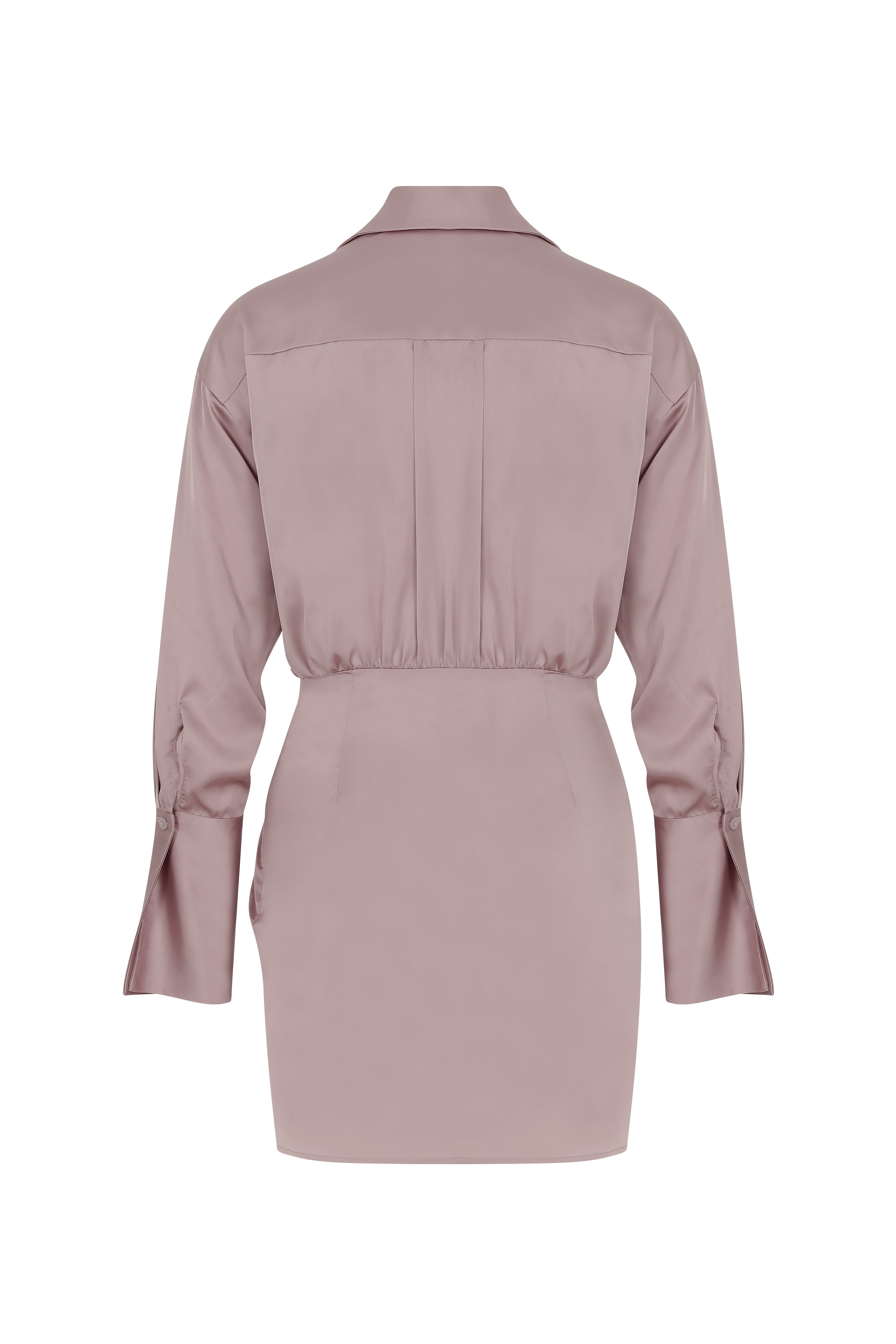 Misole-Asymmetrical Satin Shirt Dress-Dresses-4-Milagron.com