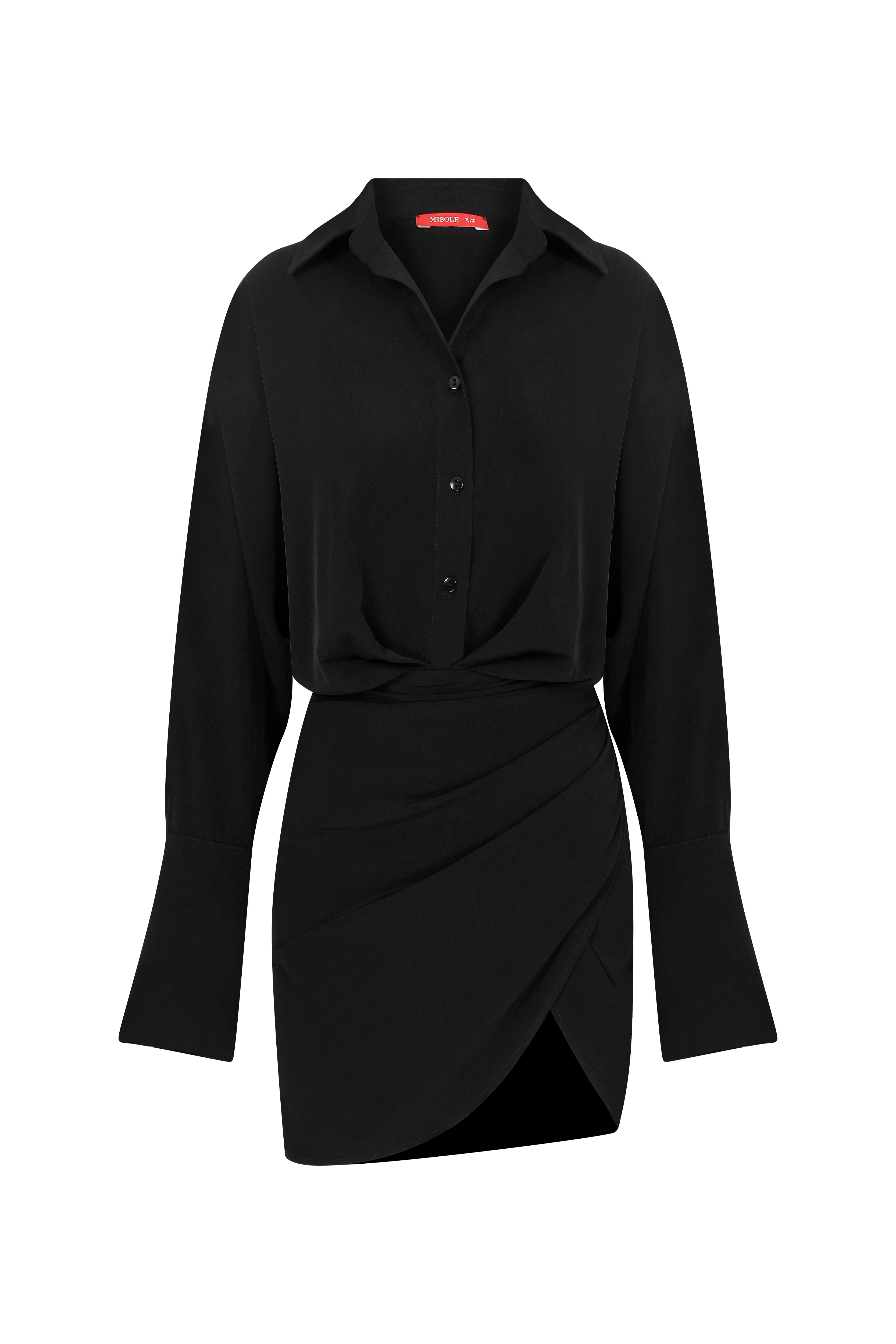 Misole-Black Asymmetrical Dress-Dress-2-Milagron.com