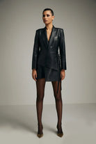 Black Leather Blazer Dress - 0