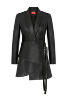 Black Leather Blazer Dress - 2