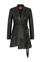 Misole-Black Leather Blazer Dress-Dress-3-Milagron.com