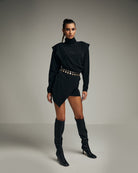 Misole-Diva Long Sleeve Crewneck Dress-Dress-2-Milagron.com