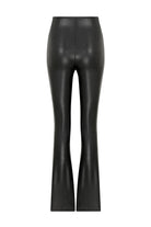 Flared Fitted Black Vegan Leather Pants - 3