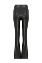 Misole-Flared Fitted Black Vegan Leather Pants-Pantolon-4-Milagron.com