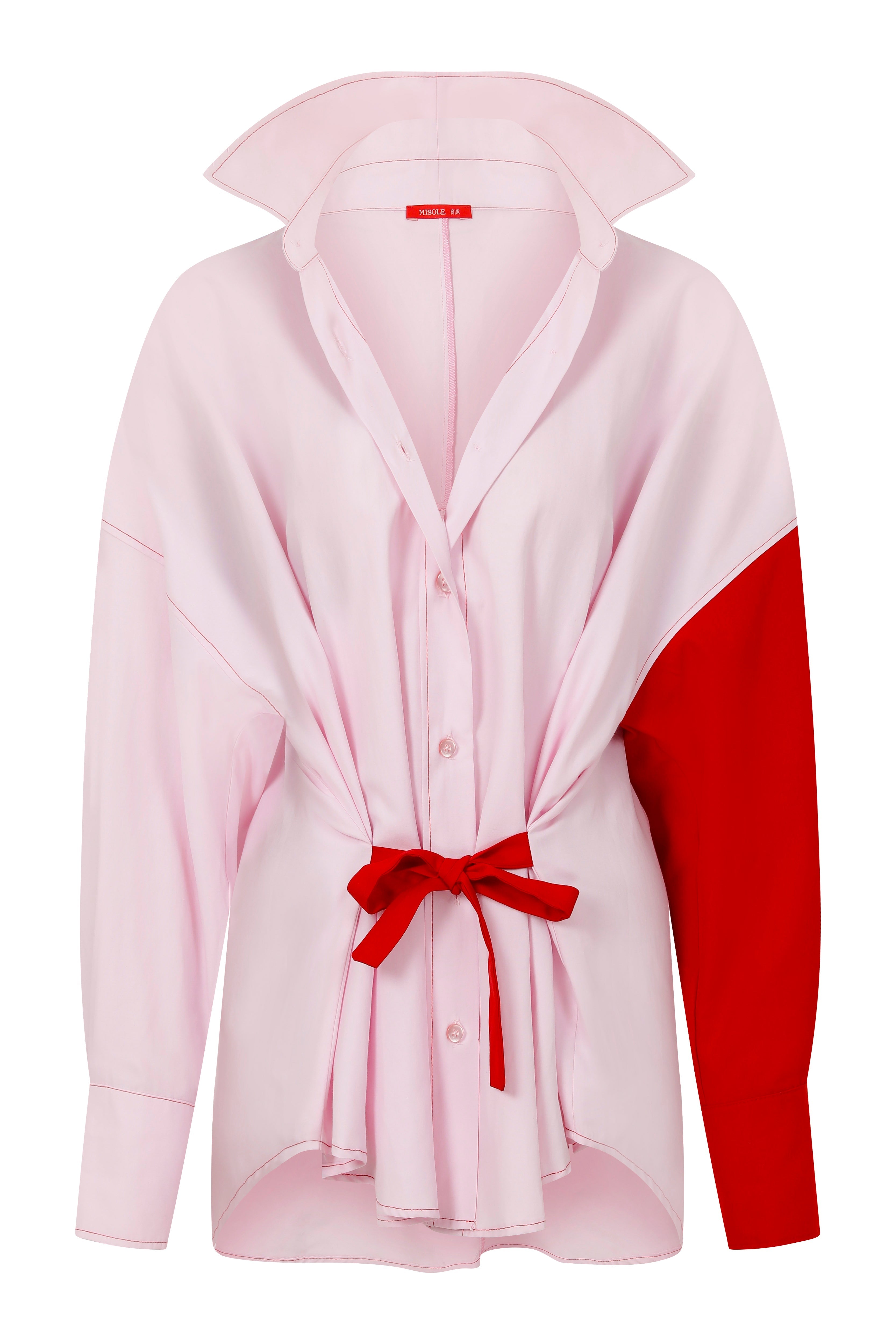 Misole-Kailey Pink Shirt Dress-1-Milagron.com