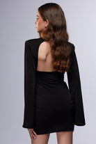 Misole-La Belle Nuit Derin V Yaka Ve Drapeli Mini Elbise-Dress-2-Milagron.com