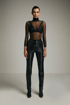 Laced Vegan Leather Pants - 0
