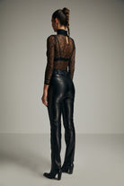 Misole-Laced Vegan Leather Pants-2-Milagron.com