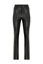 Misole-Laced Vegan Leather Pants-3-Milagron.com