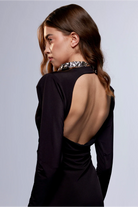 Misole-L'artiste Derin V Yaka Büzgü Detaylı Elbise-Dress-3-Milagron.com