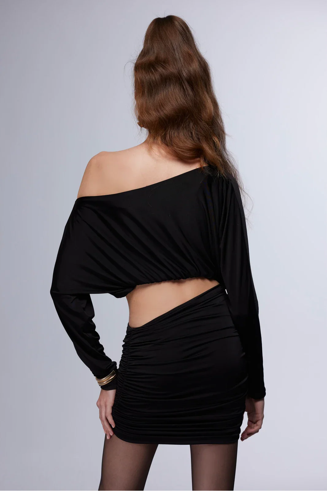 Misole-L'étoile Mystique Drapeli Asimetrik Mini Elbise-Dress-4-Milagron.com