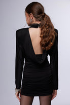 Misole-Mystérieuse Nuit Drapeli Yüksek Yaka Mini Elbise-Dress-2-Milagron.com