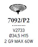 Atene 2L Plafonyer V2733 Ø34,5X15 Cm G9 2X60W