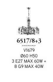 Eyes11L Sarkit Gold V1679 Ø60X50 Cm E27 3X60W G9 8X40W