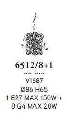 Musica 9L Sarkit V1687 Ø86X65 Cm E27 1X150W G4 8X20W