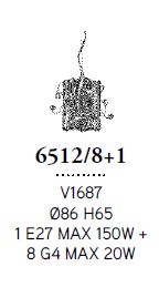 Musica 9L Sarkit V1687 Ø86X65 Cm E27 1X150W G4 8X20W